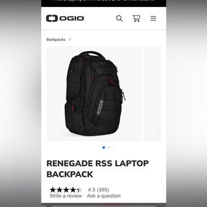 OGIO Black and Red Renegade RSS Laptop Backpack